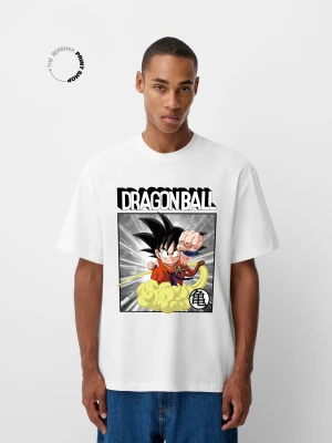 Bershka Koszulka Z Krótkim Rękawem Dragon Ball Mężczyzna Biały