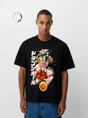 Bershka Koszulka Z Krótkim Rękawem Dragon Ball Mężczyzna Czarny