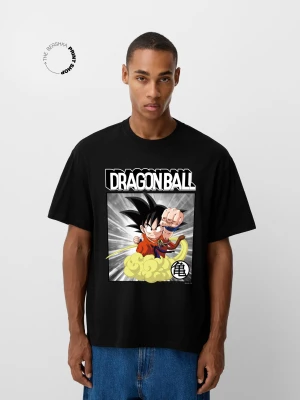 Bershka Koszulka Z Krótkim Rękawem Dragon Ball Mężczyzna Czarny