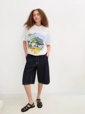 Bershka Koszulka Z Krótkim Rękawem I Nadrukiem A Bug’s Life Kobieta Biały Złamany