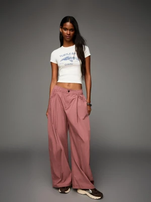 Bershka Koszulka Z Krótkim Rękawem I Nadrukiem Kobieta Biały Złamany