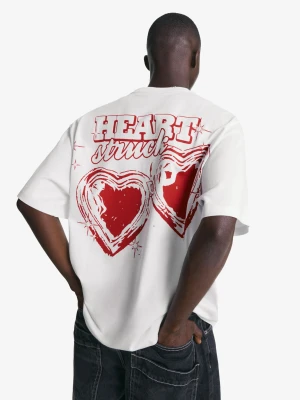 Bershka Koszulka Z Krótkim Rękawem I Nadrukiem Mężczyzna Biały