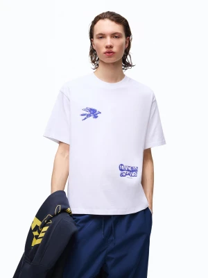 Bershka Koszulka Z Krótkim Rękawem I Nadrukiem Mężczyzna Biały