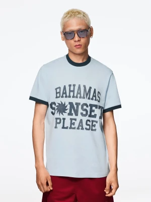 Zdjęcie produktu Bershka Koszulka Z Krótkim Rękawem I Nadrukiem Mężczyzna Niebieski