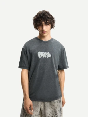 Bershka Koszulka Z Krótkim Rękawem I Nadrukiem Mężczyzna Szary