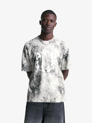 Bershka Koszulka Z Krótkim Rękawem I Nadrukiem Mężczyzna Szary