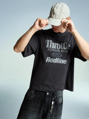 Bershka Koszulka Z Krótkim Rękawem I Nadrukiem Mężczyzna Szary