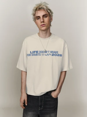 Zdjęcie produktu Bershka Koszulka Z Krótkim Rękawem I Nadrukiem Mężczyzna Wielbłądzi