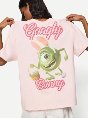 Bershka Koszulka Z Krótkim Rękawem I Nadrukiem Monsters, Inc. Kobieta Różowy