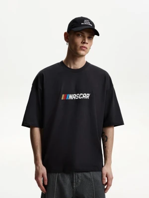 Bershka Koszulka Z Krótkim Rękawem I Nadrukiem Nascar Mężczyzna Szary