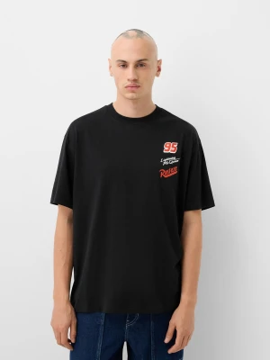 Bershka Koszulka Z Krótkim Rękawem I Nadrukiem Z Filmu "Auta" Mężczyzna Czarny