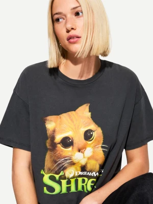 Bershka Koszulka Z Krótkim Rękawem I Nadrukiem Ze "Shreka" Kobieta Szary