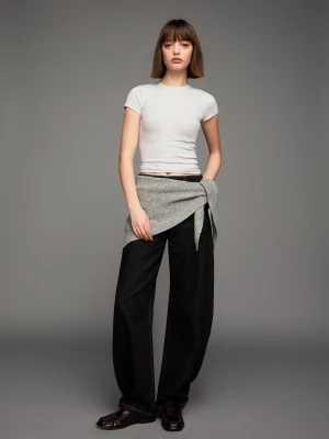 Bershka Koszulka Z Krótkim Rękawem I Okrągłym Dekoltem Kobieta Szary