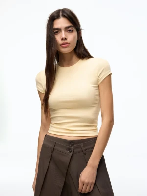 Bershka Koszulka Z Krótkim Rękawem I Okrągłym Dekoltem Kobieta Żółty