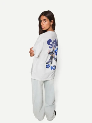 Bershka Koszulka Z Krótkim Rękawem Lilo & Stitch Kobieta Biały Złamany