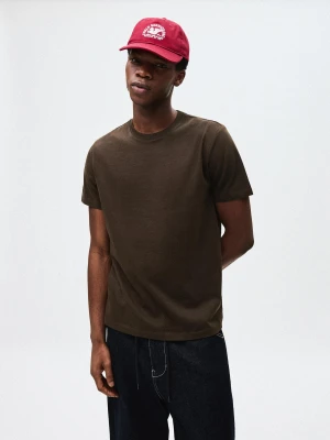 Bershka Koszulka Z Krótkim Rękawem Mężczyzna Brązowy