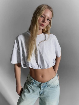 Zdjęcie produktu Bershka Koszulka Z Krótkim Rękawem O Kroju Balloon Kobieta Szary