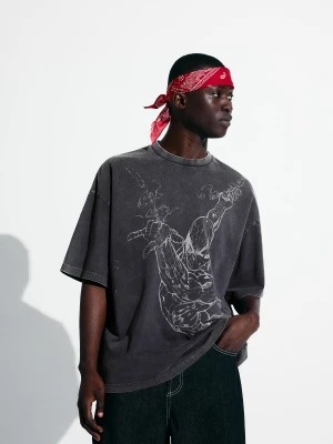 Zdjęcie produktu Bershka Koszulka Z Krótkim Rękawem Spiderman Mężczyzna Szary