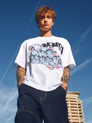 Zdjęcie produktu Bershka Koszulka Z Krótkim Rękawem Tom & Jerry Mężczyzna Biały