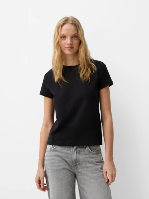 Zdjęcie produktu Bershka Koszulka Z Krótkim Rękawem Z Grubej Bawełny Kobieta Czarny
