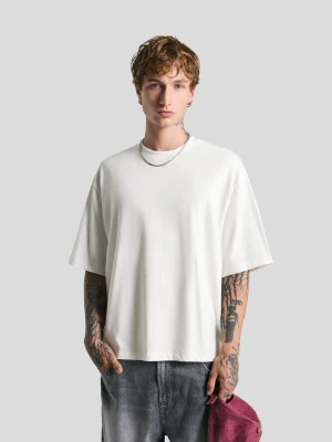Bershka Koszulka Z Krótkim Rękawem Z Polaru Mężczyzna Biały Złamany