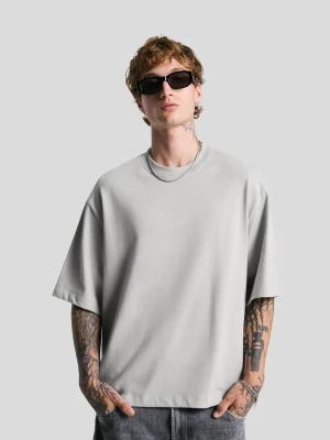 Bershka Koszulka Z Krótkim Rękawem Z Polaru Mężczyzna Szary