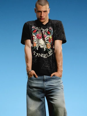 Zdjęcie produktu Bershka Koszulka Z Nadrukiem Ed Hardy X Bershka Mężczyzna Czarny