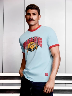 Zdjęcie produktu Bershka Koszulka Z Nadrukiem Nts X Bershka Ft. Umru Mężczyzna Niebieski