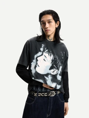 Bershka Koszulka Z Nadrukiem Troye Sivan Mężczyzna Szary