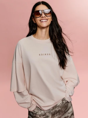 Bershka Koszulka Z Podwójnym Rękawem I Nadrukiem Bershka Series Kobieta Różowy