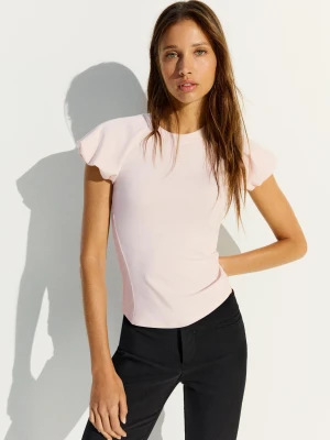 Bershka Koszulka Z Rękawem Raglanowym I Balonowym Krojem Kobieta Różowy
