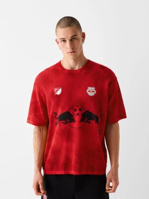 Bershka Koszulka Z Siateczki Tie Dye New York Red Bulls Mężczyzna Czerwony