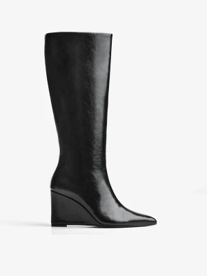 Bershka Kozak Na Koturnie Kobieta Czarny