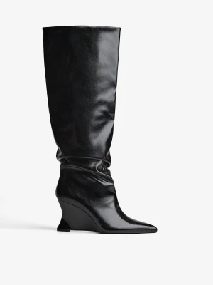 Bershka Kozaki Na Koturnie Kobieta Czarny