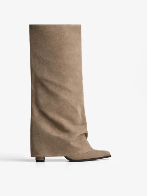 Bershka Kozaki Na Obcasie Kobieta Jasnobrzowy