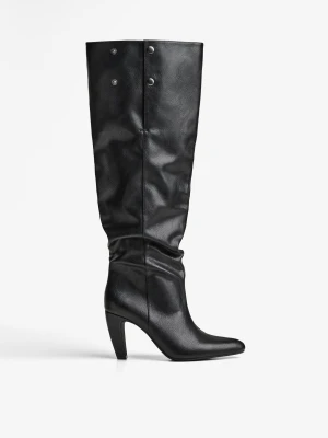 Bershka Kozaki Na Obcasie Z Szeroką Cholewką Kobieta Czarny