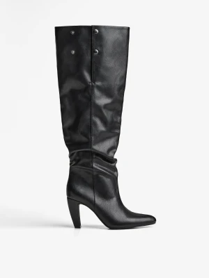 Bershka Kozaki Na Obcasie Z Szeroką Cholewką Kobieta Czarny