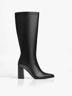 Bershka Kozaki Na Szerokim Obcasie Kobieta Czarny