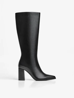 Bershka Kozaki Na Szerokim Obcasie Kobieta Czarny