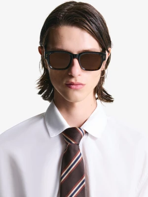 Bershka Krawat W Paski Mężczyzna Brązowy