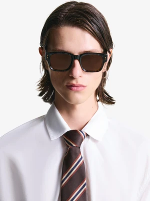 Bershka Krawat W Paski Mężczyzna Brązowy