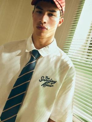 Bershka Krawat W Paski Mężczyzna Zielony