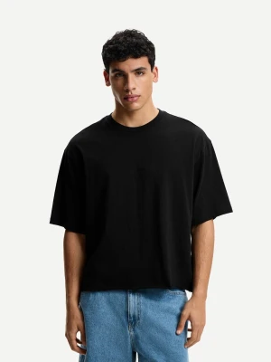 Bershka Krótka Koszulka Z Krótkim Rękawem Mężczyzna Czarny