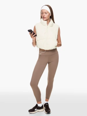 Bershka Krótka Pikowana Kamizelka Kobieta Biały