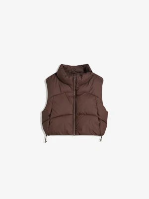 Bershka Krótka Pikowana Kamizelka Kobieta Brązowy