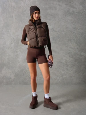 Bershka Krótka Pikowana Kamizelka Kobieta Brązowy