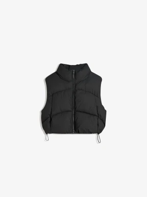 Bershka Krótka Pikowana Kamizelka Kobieta Czarny