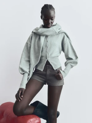 Bershka Krótkie Mini Z Wełną Kobieta Szary