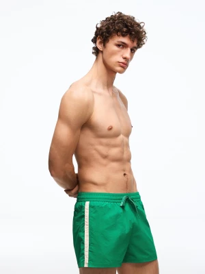 Bershka Krótkie Szorty Kąpielowe Retro Mężczyzna Zielony