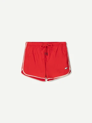Bershka Krótkie Szorty Kąpielowe Z Obszyciem Mężczyzna Czerwony